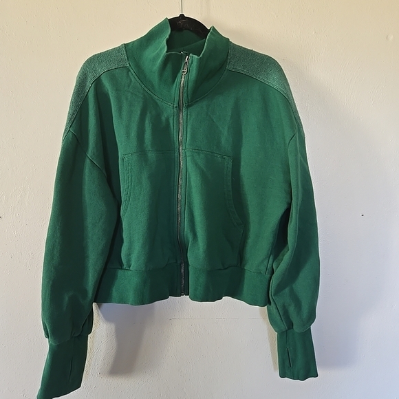 Free People Movement High Jump Zip Up Sweatshirt Green M - Picture 2 of 6